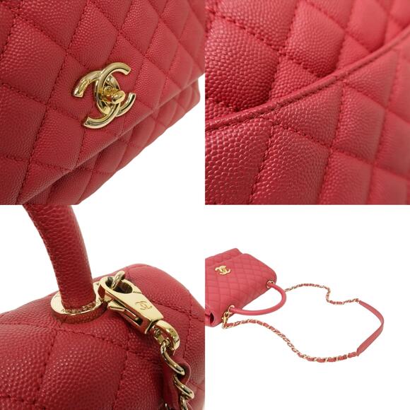 💎✨BEAUTIFUL✨💎Authentic CHANEL Quilted CC Coco Handle 2-way Caviar Leather Pink - Picture 7 of 8